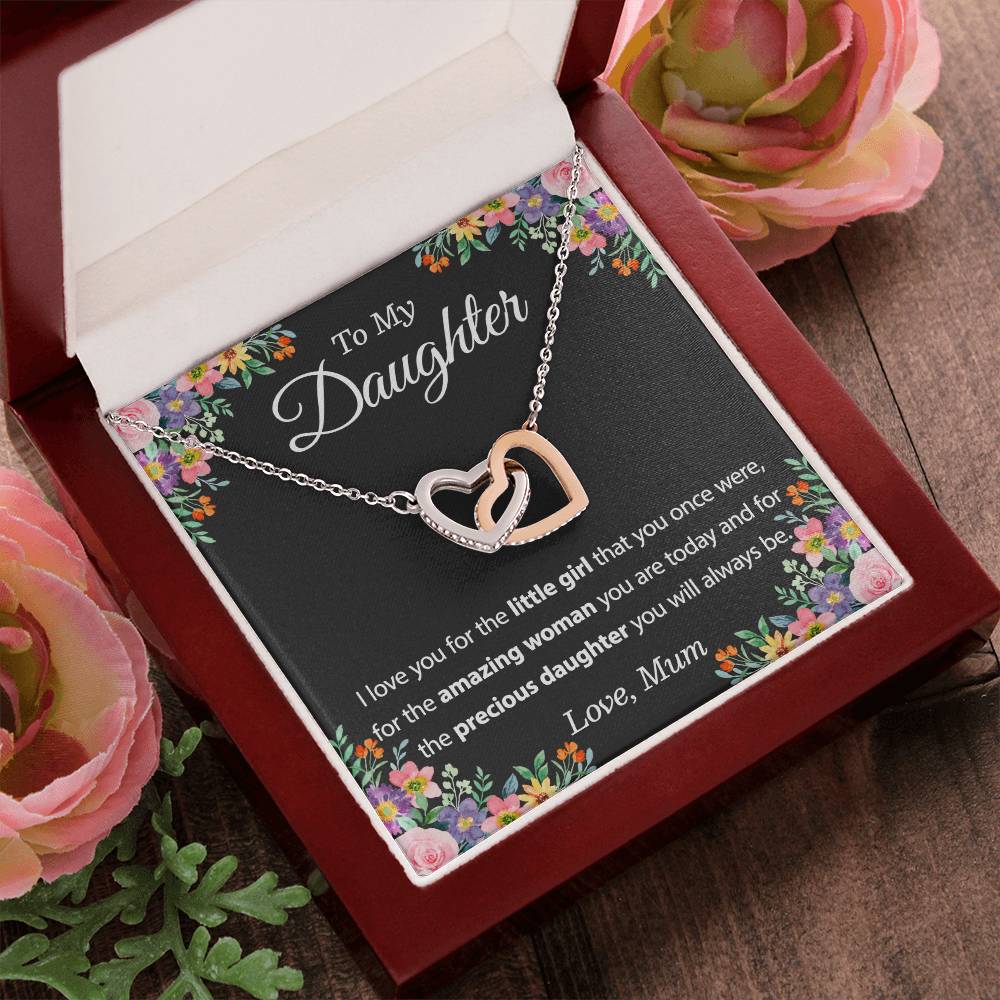 To My Daughter Necklace From Mum - To My Daughter Necklace From Dad Interlocking Hearts Necklace