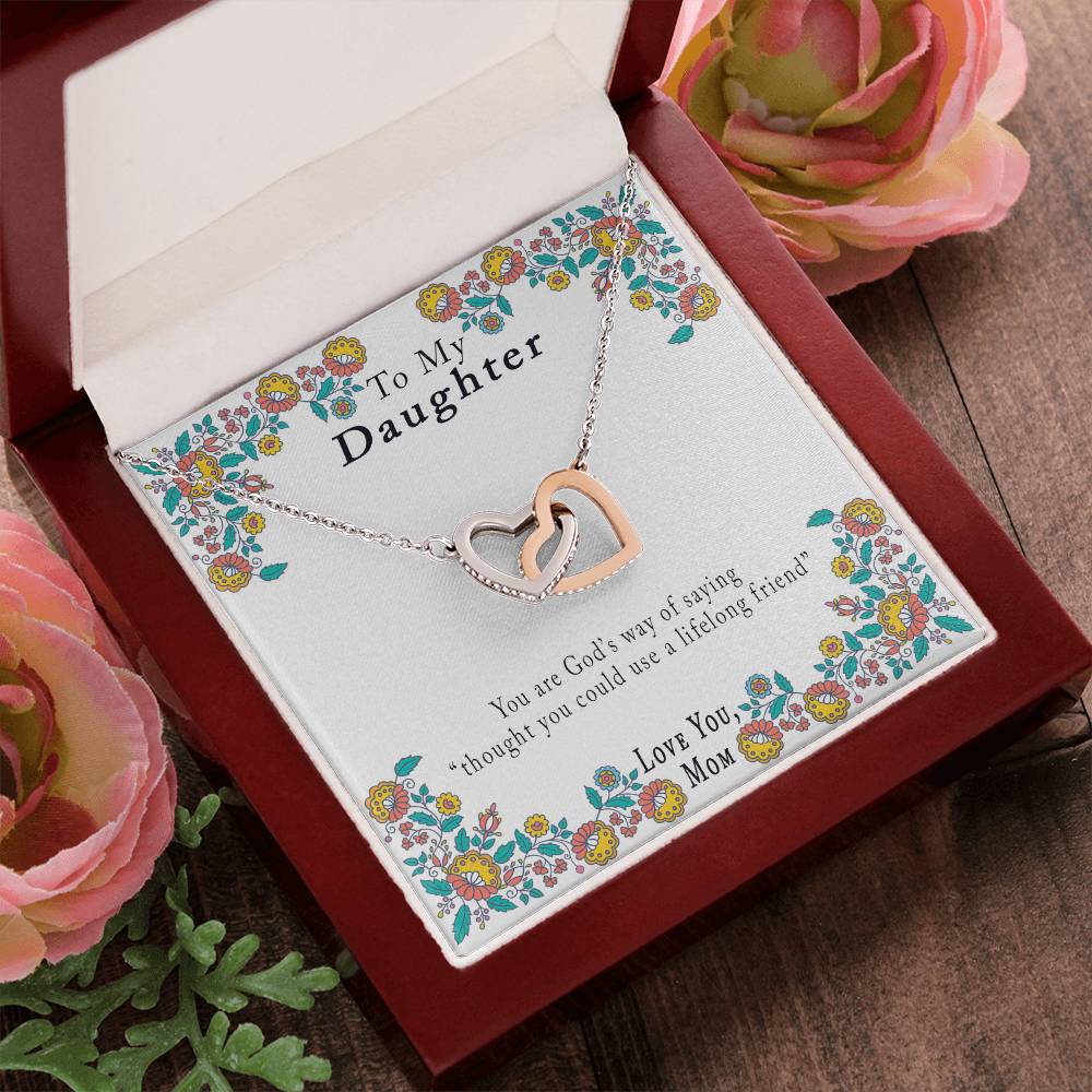 Mother-Daughter 'Your Are God'S Way' Necklace Interlocking Hearts Necklace