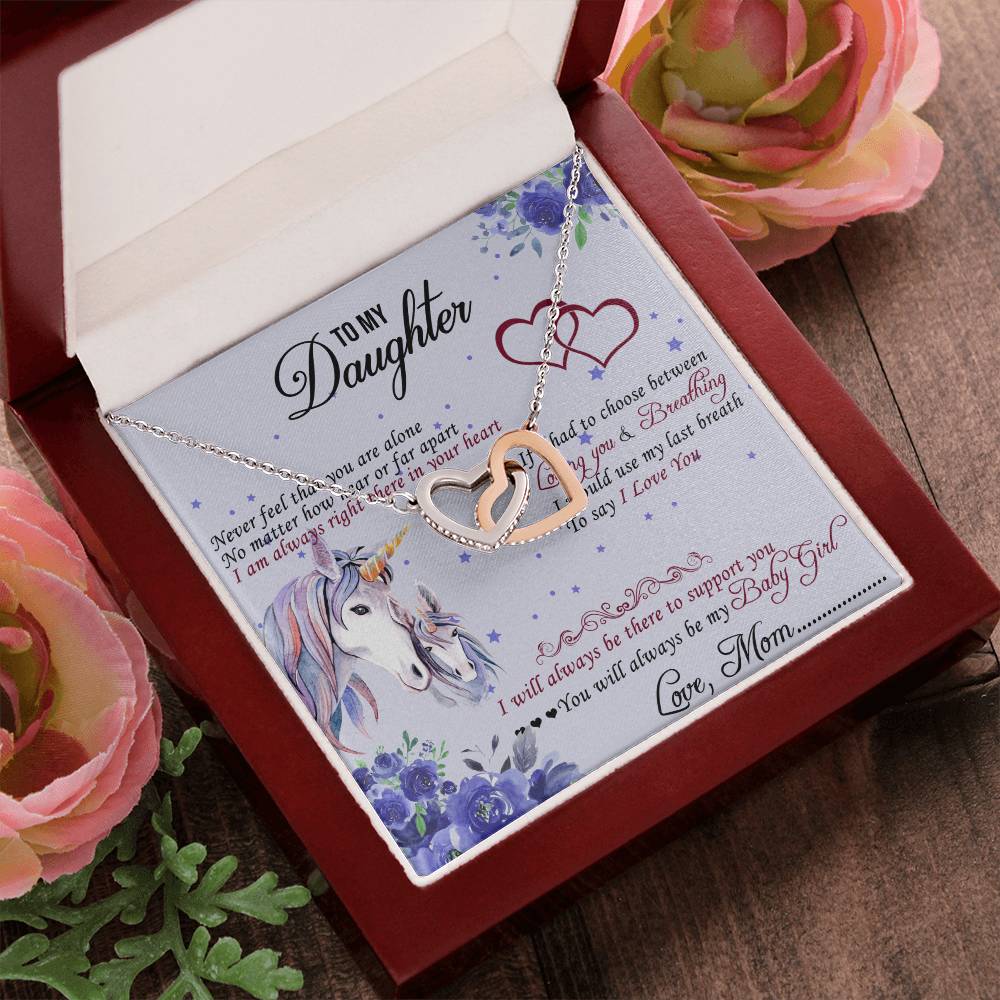 To My Daughter Interlocking Hearts Necklace Message Card