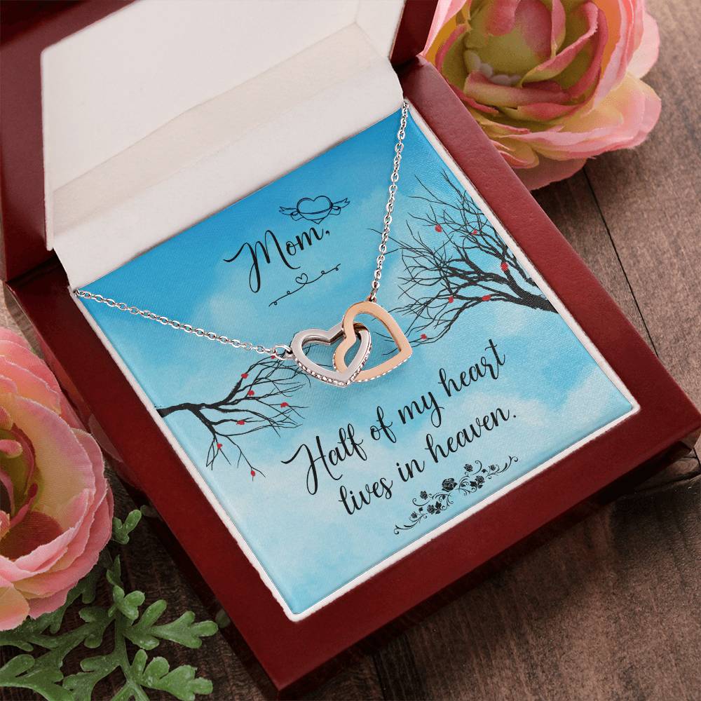 Mom Half Of My H Heart - Lives In Heaven - Interlocking Heart Necklace Interlocking Hearts Necklace