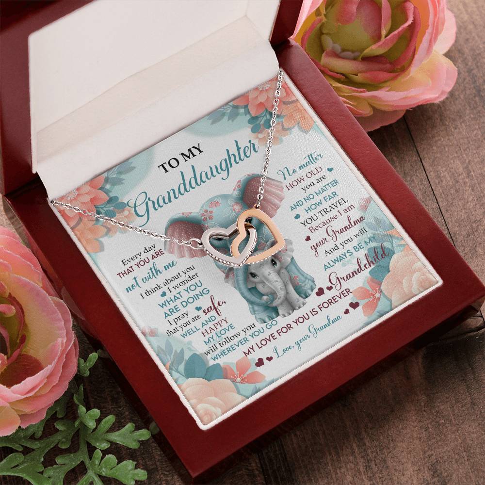 To My Granddaughter Interlocking Hearts Necklace