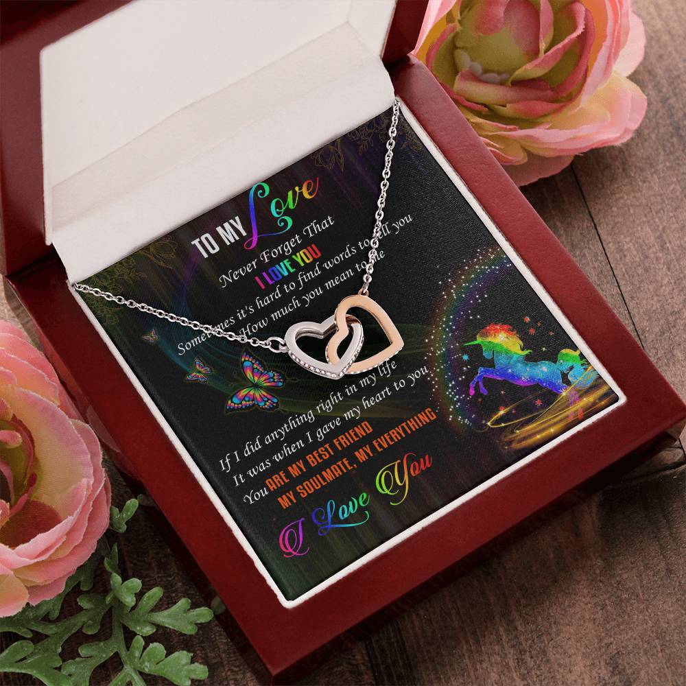 To My Love Lgbt Interlocking Hearts Necklace Message Card