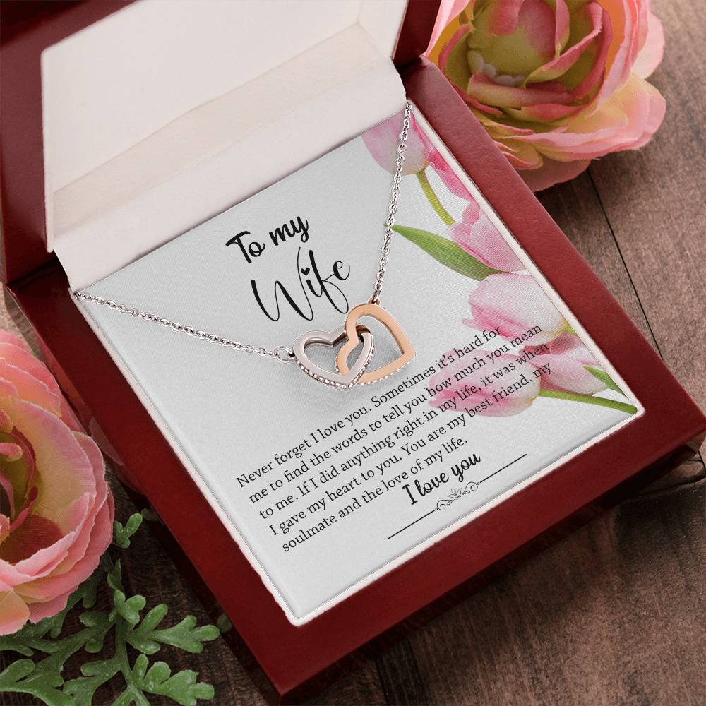 Interlocking Hearts - Pink Tulips Interlocking Hearts Necklace