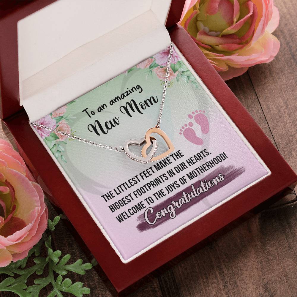 To An Amazing Mom- Gift For New Mom Interlocking Hearts Necklace
