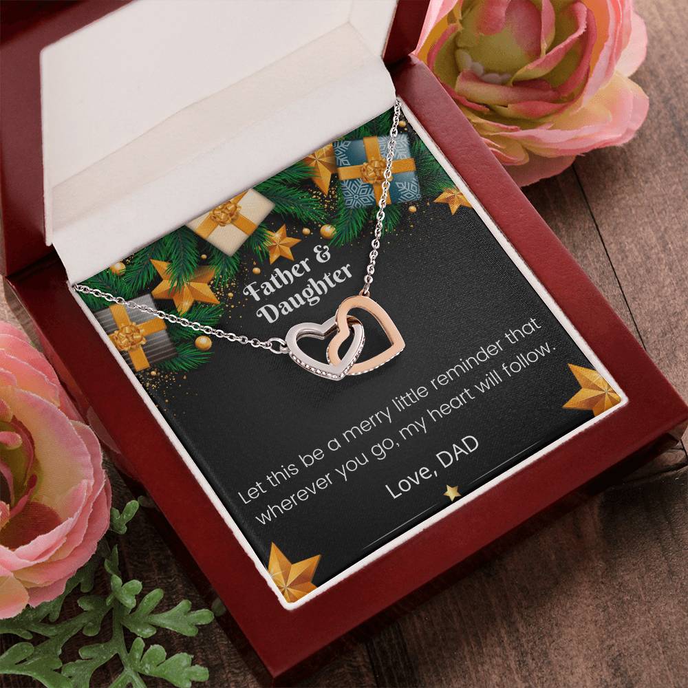 Father And Daughter Linked Hearts Interlocking Hearts Necklace