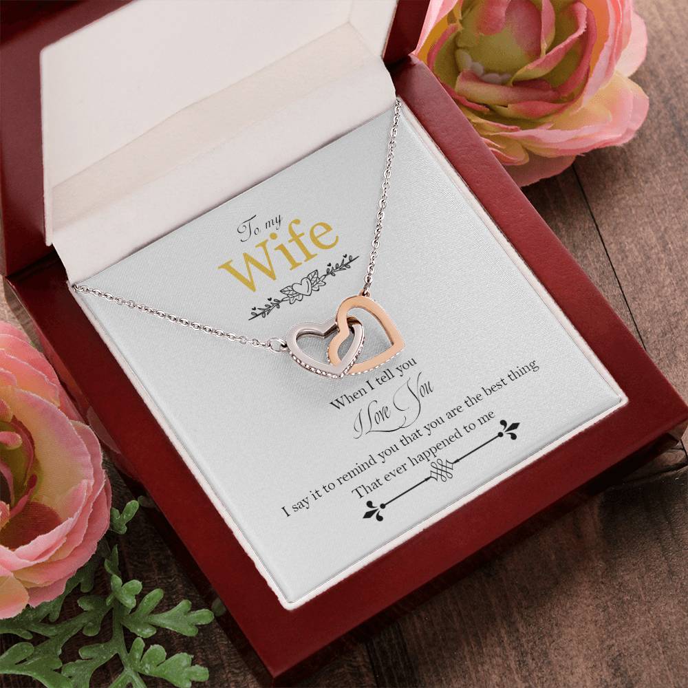To My Wife - Love Card And Necklace Gbc Interlocking Hearts Necklace