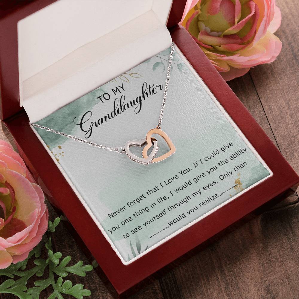 To My Granddaughter Interlocking Hearts Necklace Message Card