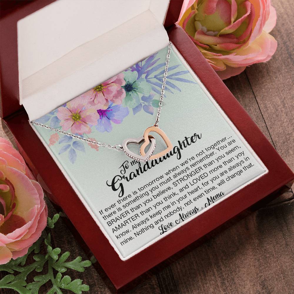 To My Granddaughter Love Always Mema Interlocking Hearts Necklace