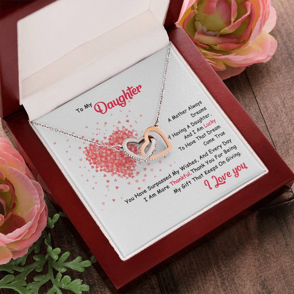 My Daughter - I Am Lucky To Have You Interlocking Hearts Necklace