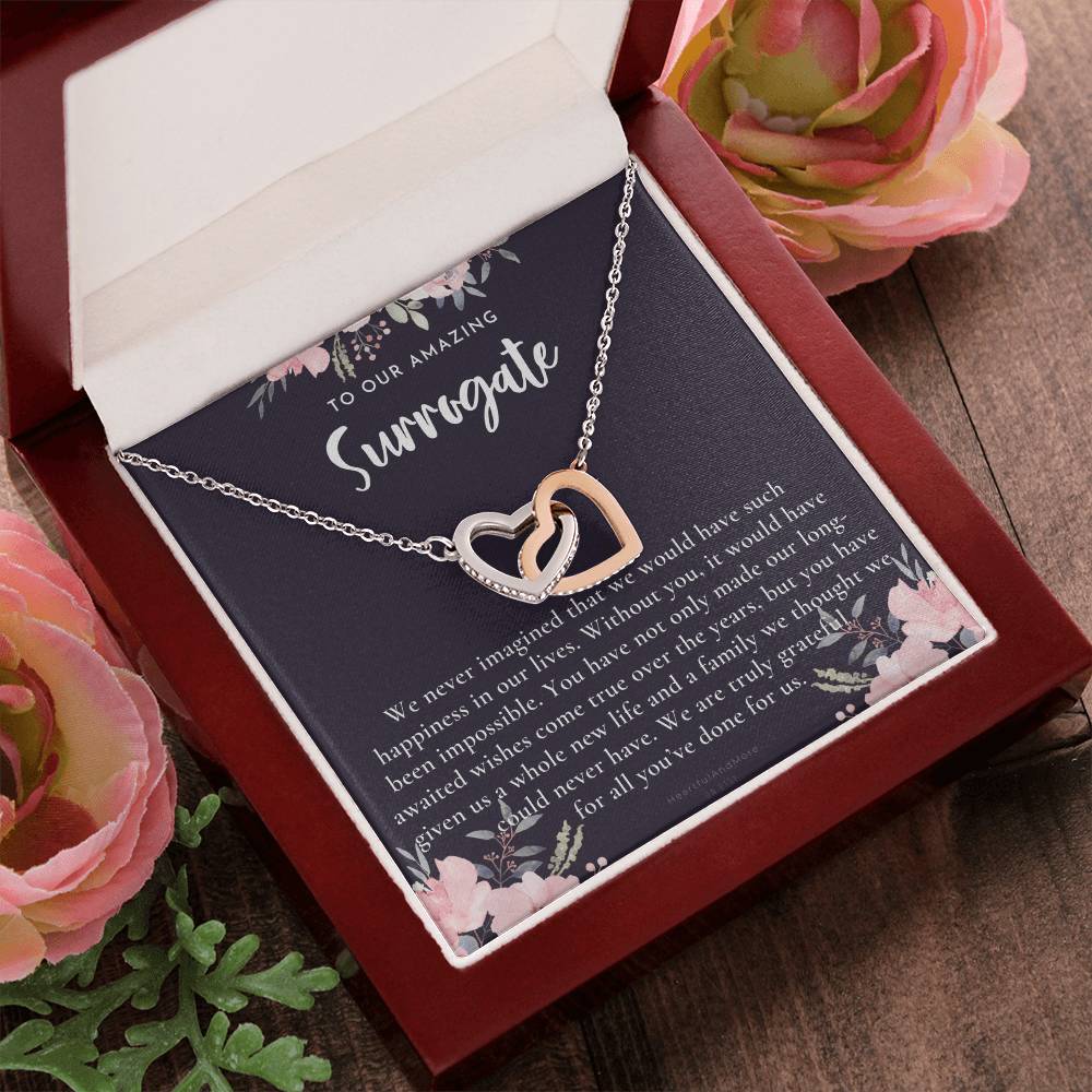 Surrogate Appreciation Gift Surrogate Gift Surrogate Gift With Message Card Surrogate Transfer Day Thank You Gift Interlocking Hearts Necklace