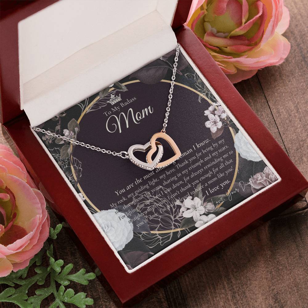 To My Badass Mom Necklace Badass Mom Gift Mother’S Day Gift Birthday Gift Gift From Daughter On Wedding Day Interlocking Hearts Necklace
