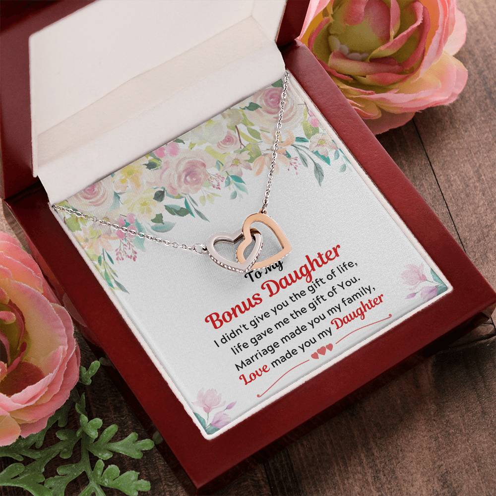 To My Bonus Daughter Interlocking Hearts Necklace