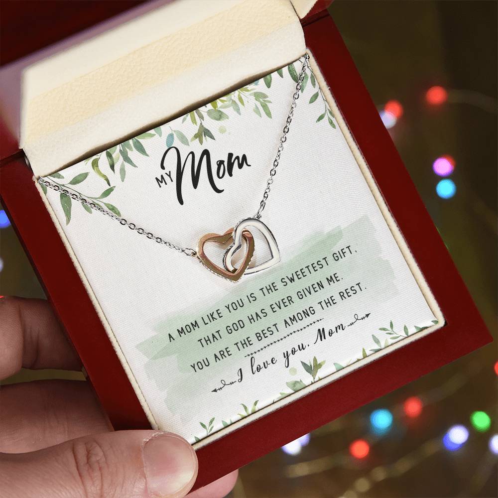My Mom Interlocking Hearts Necklace Message Card