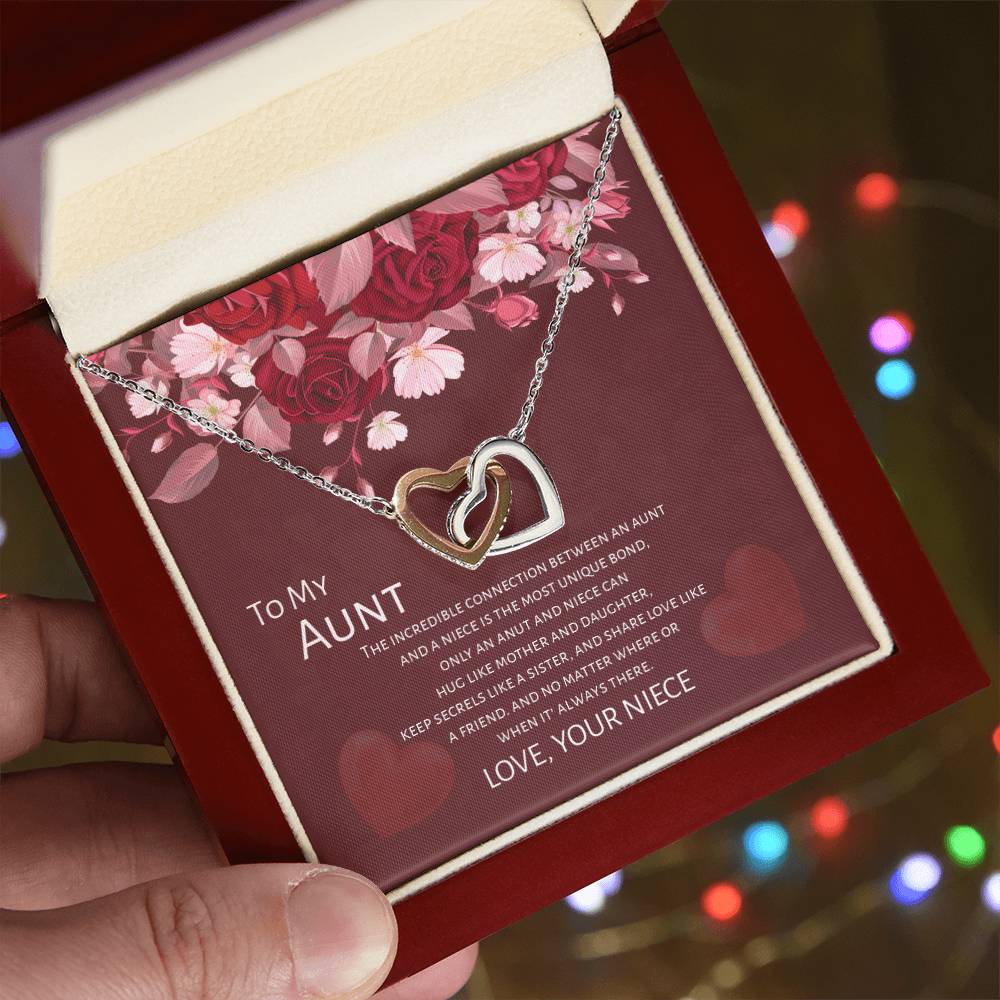 Gift For Aunt - To My Aunt From Niece - Mother'S Day Gift Interlocking Heart Necklace Interlocking Hearts Necklace