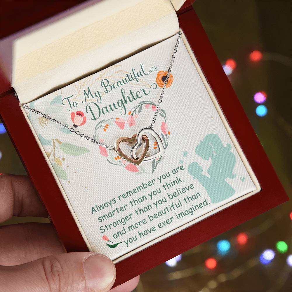 To My Beautiful Daughter Necklace To Daughter From Mom Interlocking Hearts Necklace