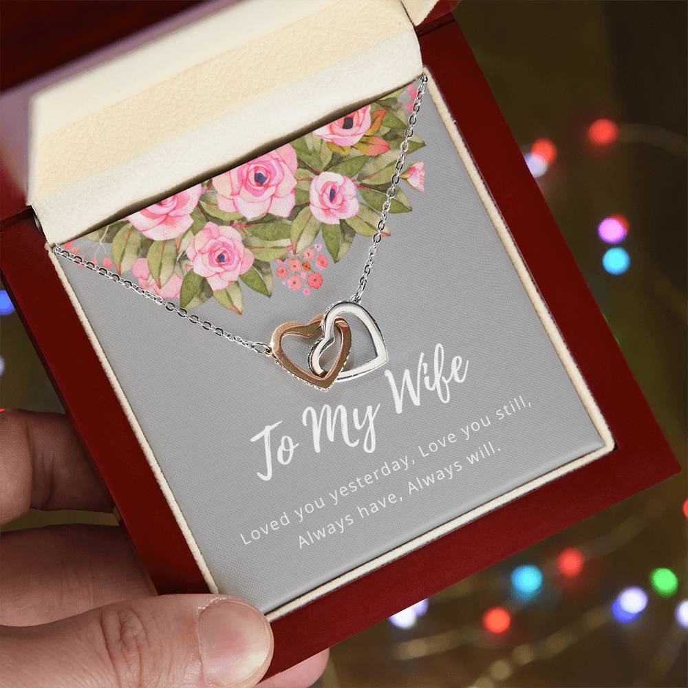 To My Wife Interlocking Heart Necklace Interlocking Hearts Necklace