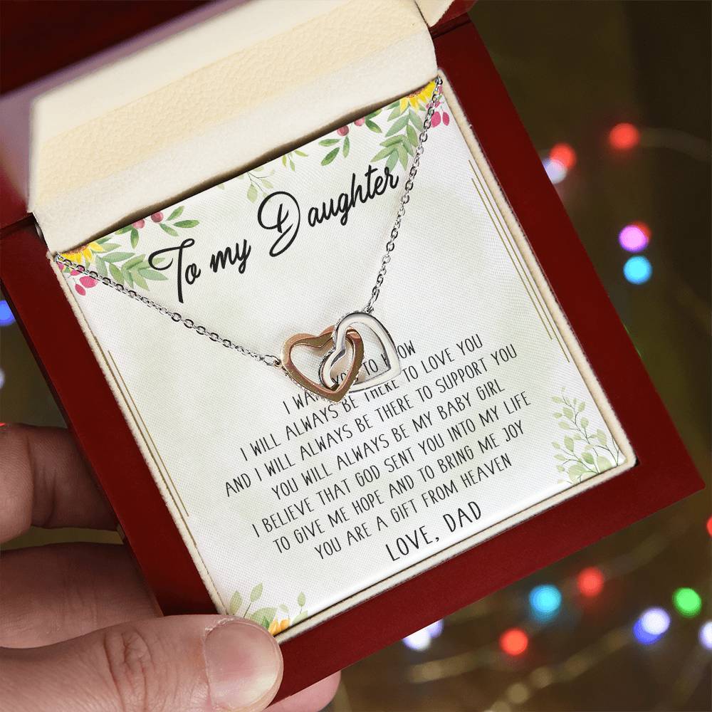 To My Daughter Interlocking Hearts Necklace Message Card