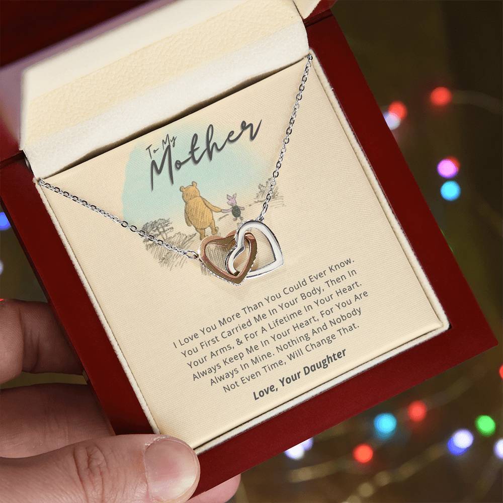 Gift For Mom From Daughter - Loved More Than You Know Necklace Gift Set Interlocking Hearts Necklace