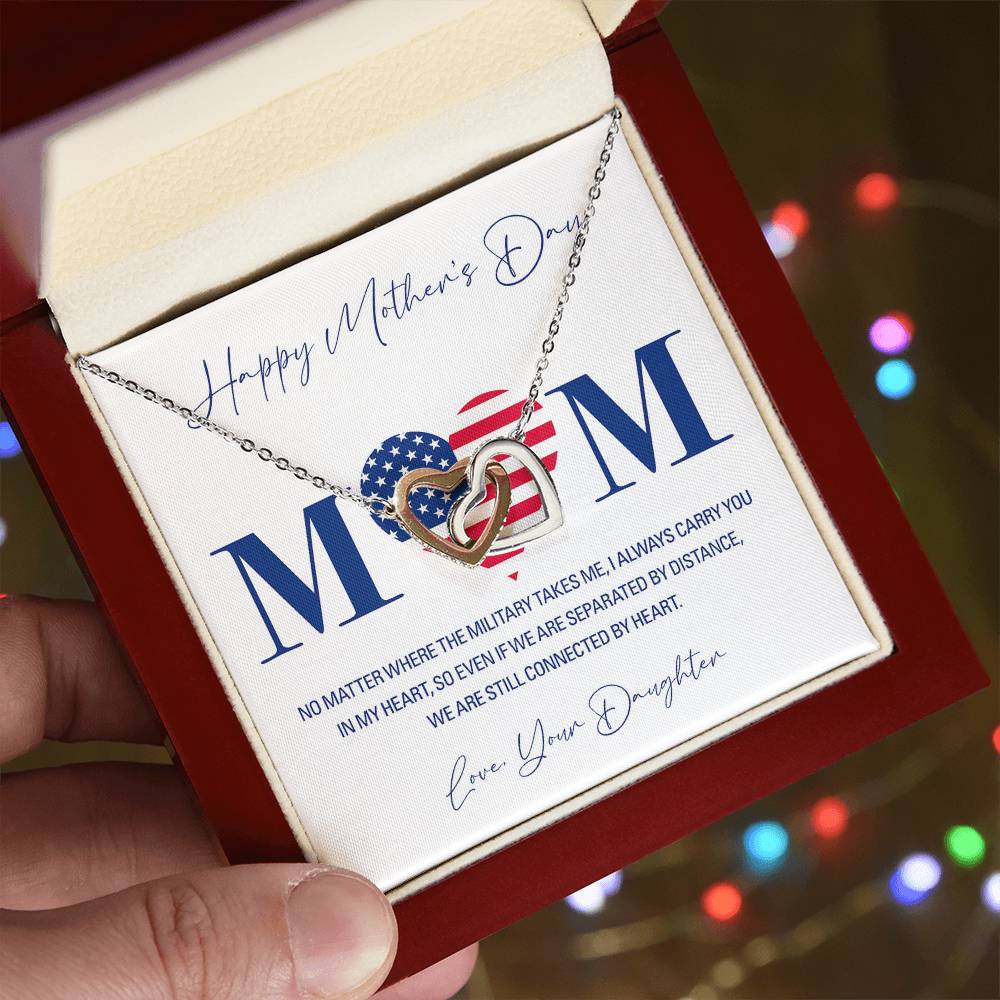Military Daughter Carry You In My Heart Mother'S Day Necklace Interlocking Hearts Necklace