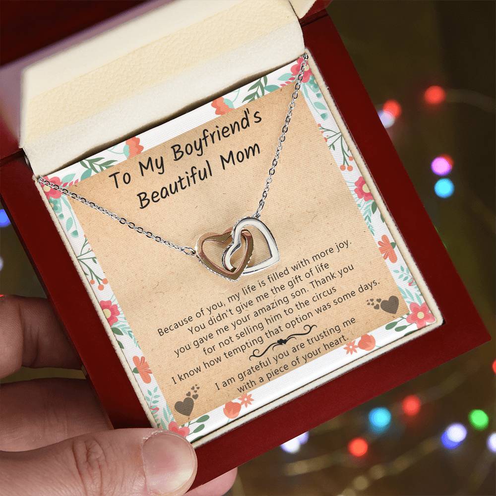 Gift For Boyfriend'S Mom - My Life Is Filled With More Joy - Interlocking Interlocking Hearts Necklace