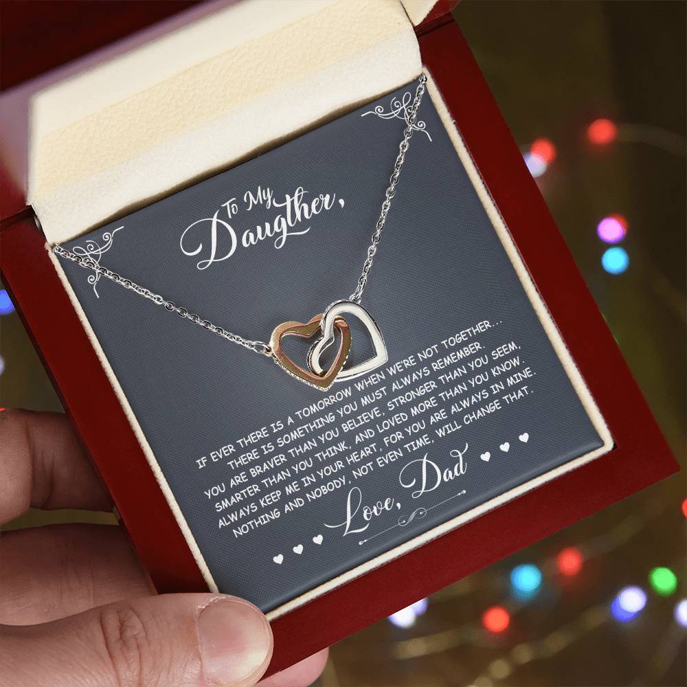 If Ever There Is A Tomorrow - Love Dad - Double Hearts Interlocking Hearts Necklace