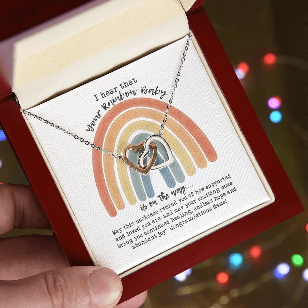 Rainbow Baby Necklace Interlocking Hearts Necklace