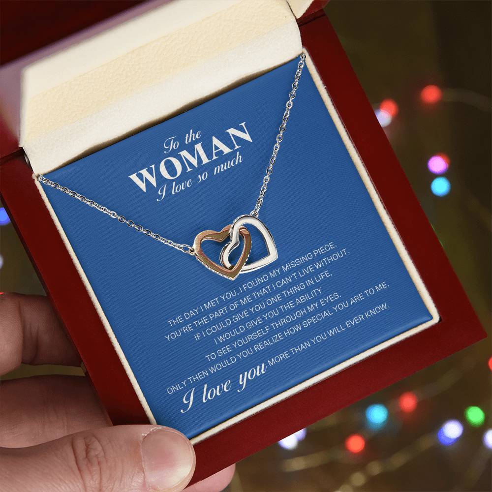 To The Woman I Love So Much - Interlocking Heart Necklace Interlocking Hearts Necklace