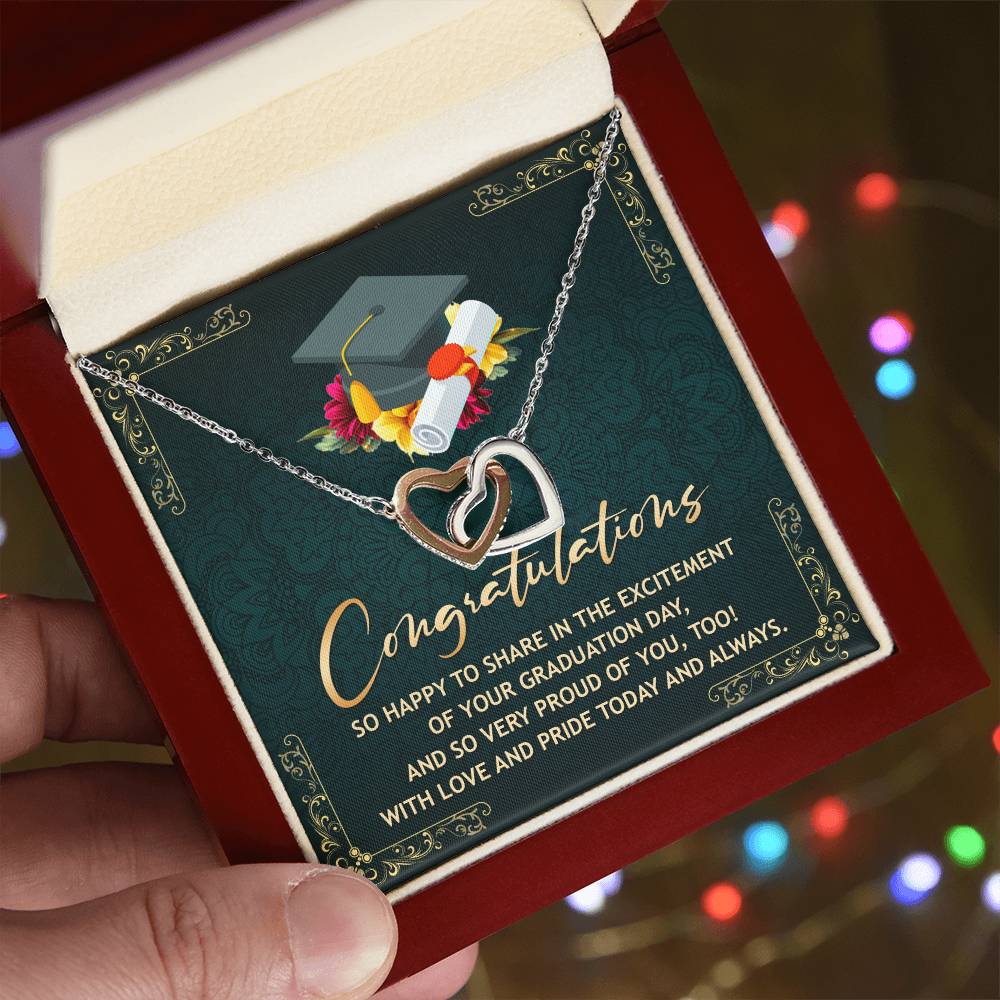 Perfect Gift For Graduation Day Interlocking Hearts Necklace