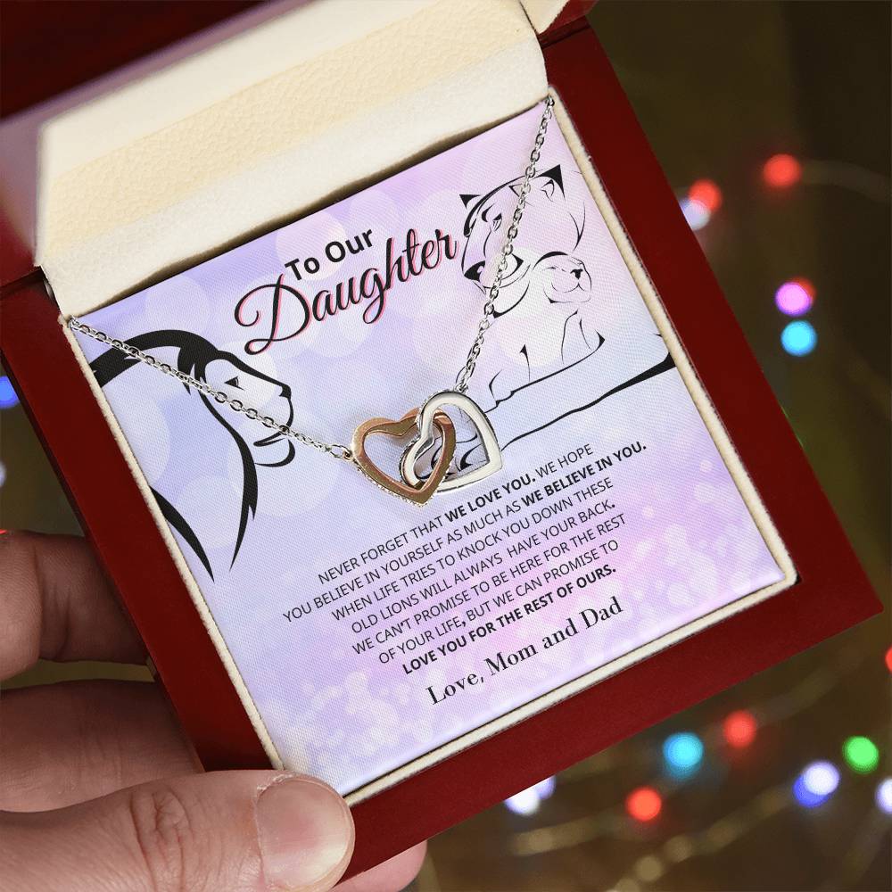 To Our Daughter - Never Ending Love - Necklace Interlocking Hearts Necklace