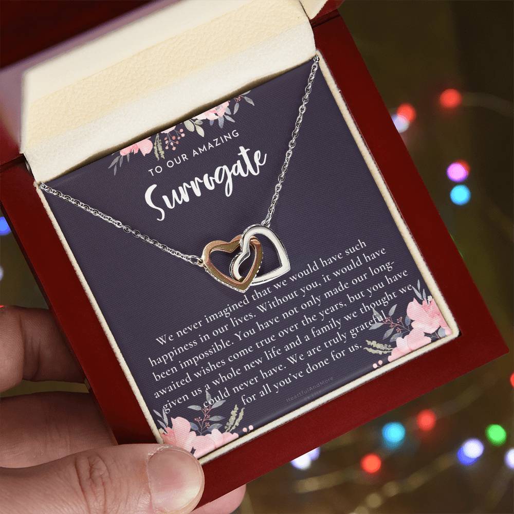 Surrogate Appreciation Gift Surrogate Gift Surrogate Gift With Message Card Surrogate Transfer Day Thank You Gift Interlocking Hearts Necklace