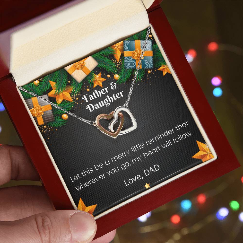 Father And Daughter Linked Hearts Interlocking Hearts Necklace