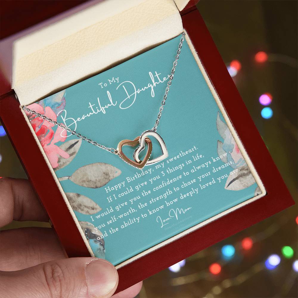 To My Daughter Daughter Necklace Anniversary Gift For Daughter Daughter Gift Gift For Daughter Birthday Gift Daughter Birthday Necklace Gift With Message Card Interlocking Hearts Necklace