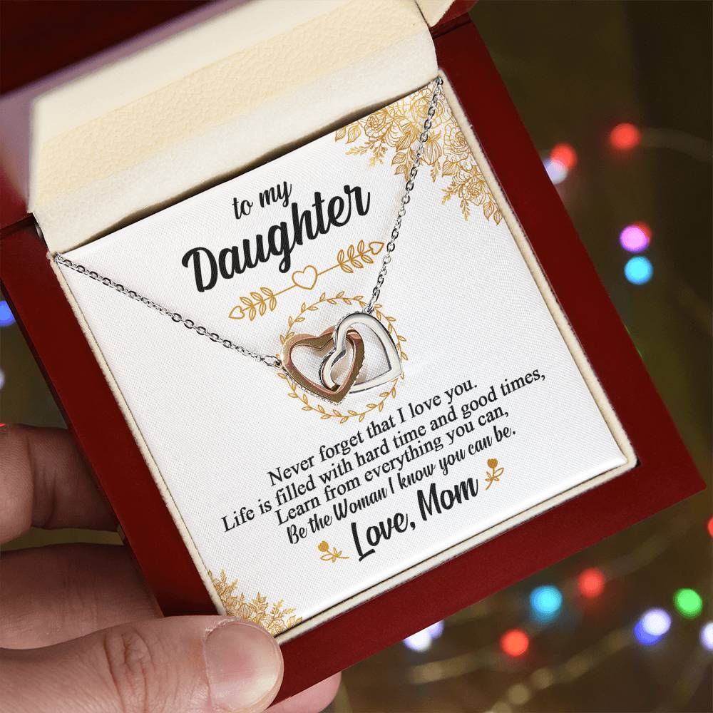 To My Daughter - Special Heart Necklace - Tmdt01 Interlocking Hearts Necklace