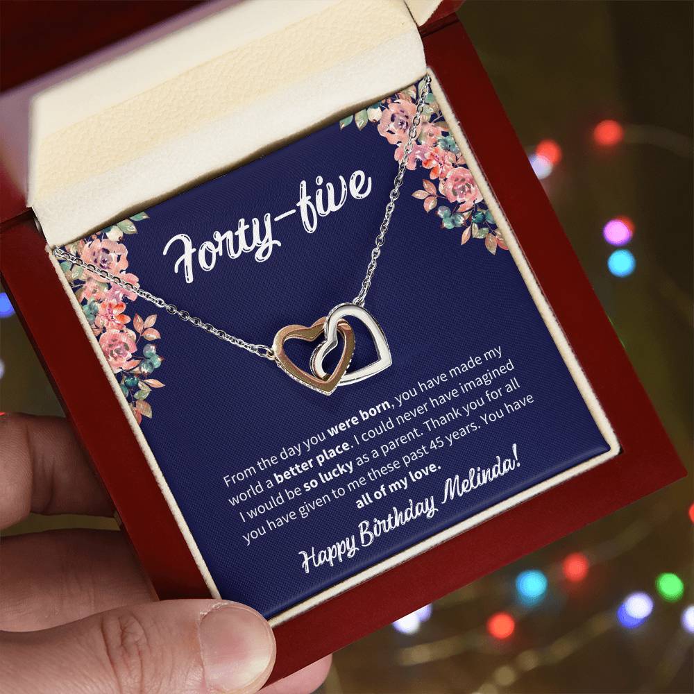 Forty-Five Birthday All Of My Love Interlocked Hearts Necklace Interlocking Hearts Necklace