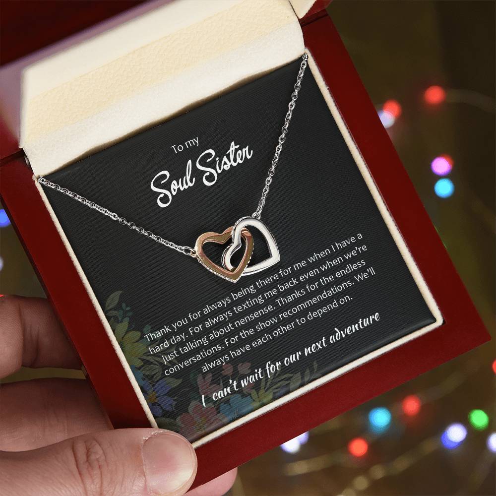 Soul Sister - Double Hearts Necklace Interlocking Hearts Necklace