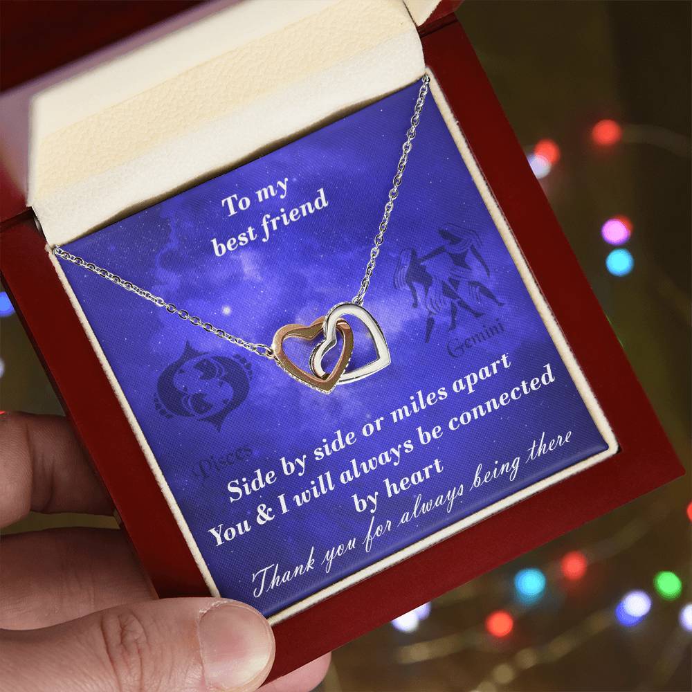Pisces To Gemini Best Friend Interlocked Hearts Necklace Interlocking Hearts Necklace