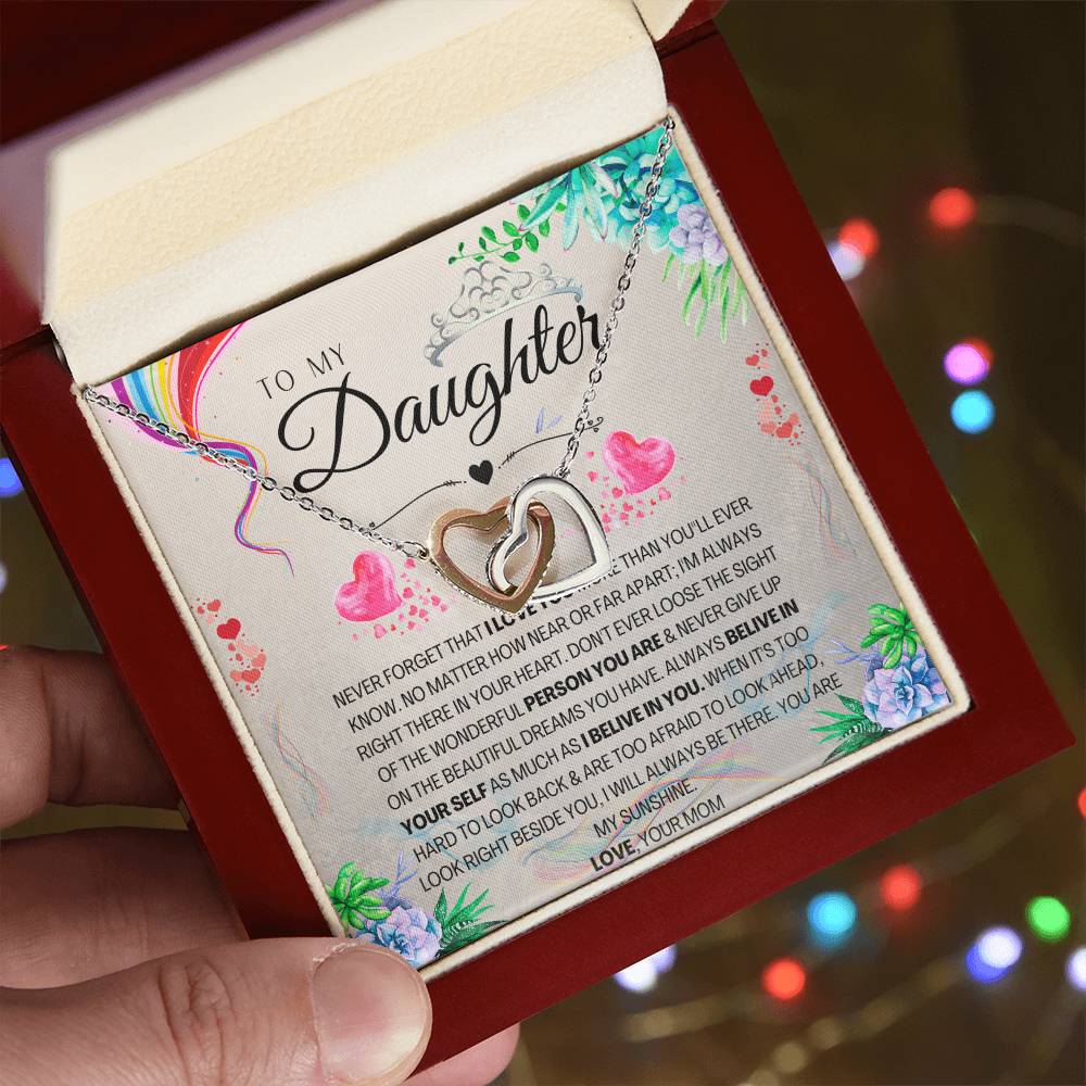 To My Daughter Interlocking Hearts Necklace