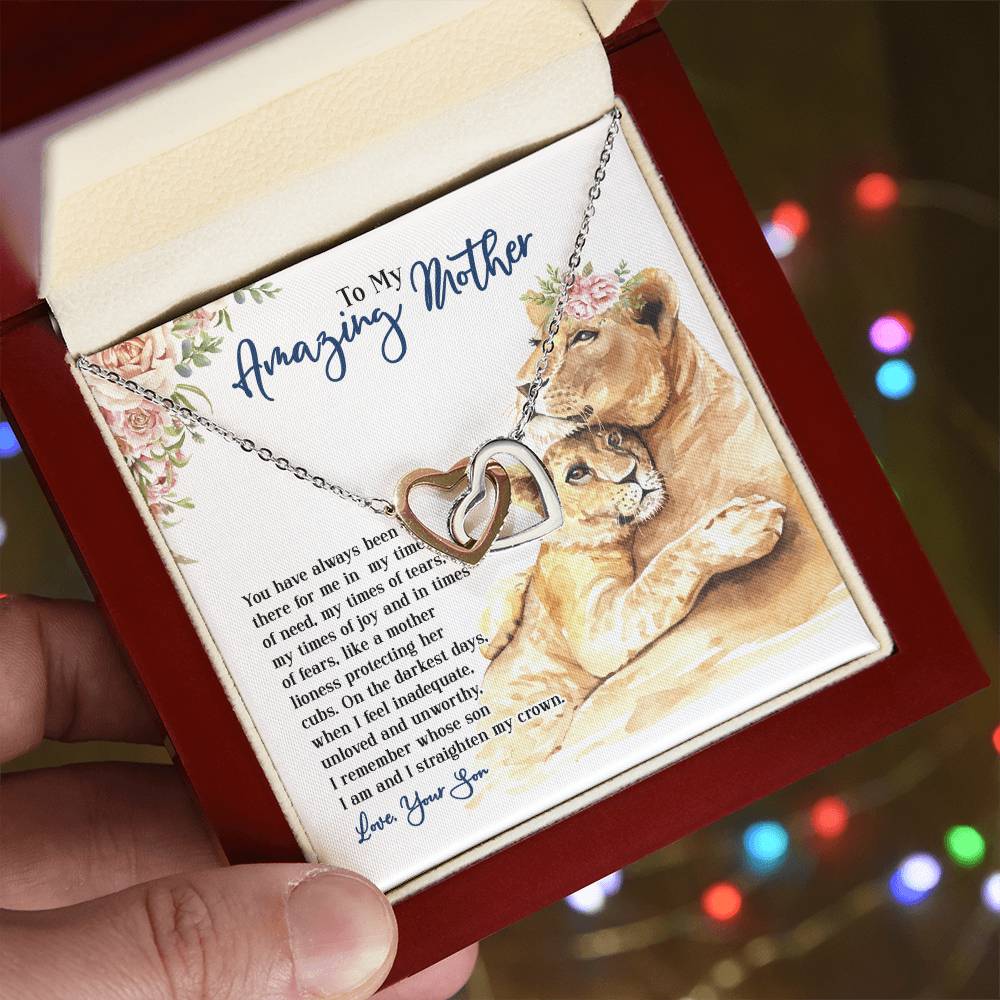To My Amazing Mother - You Have Always Been There - From Son Necklace Interlocking Hearts Necklace