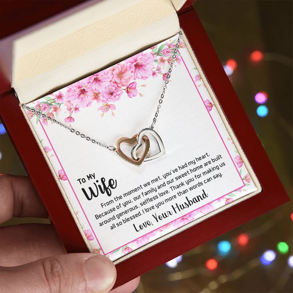 Interlocking Hearts Necklace To My Wife From The Moment We Met