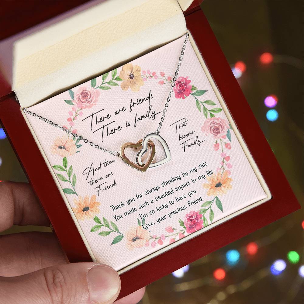 Friends Interlocking Hearts Necklace Message Card