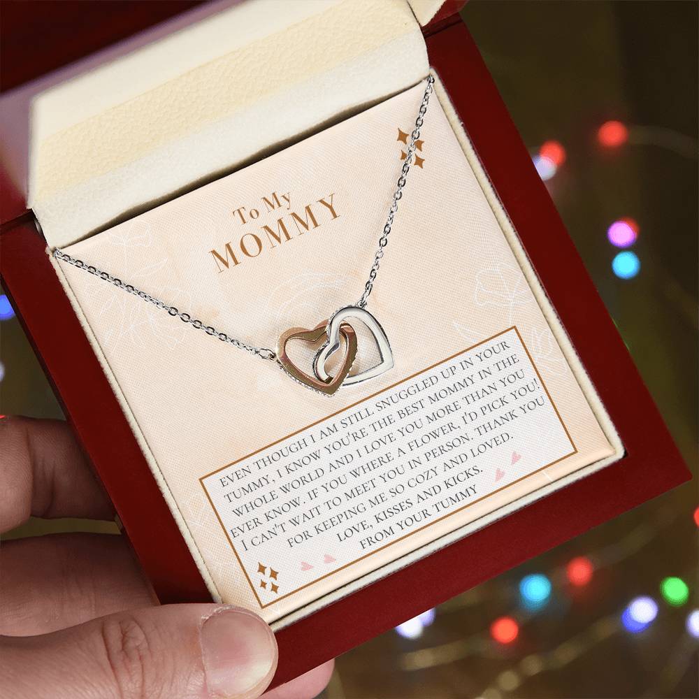 Christmas Gift From Bump Expecting Mom Gift From Tummy Mom To Be Necklace From Baby Bump Personalized Gifts For Pregnant Women Interlocking Hearts Necklace
