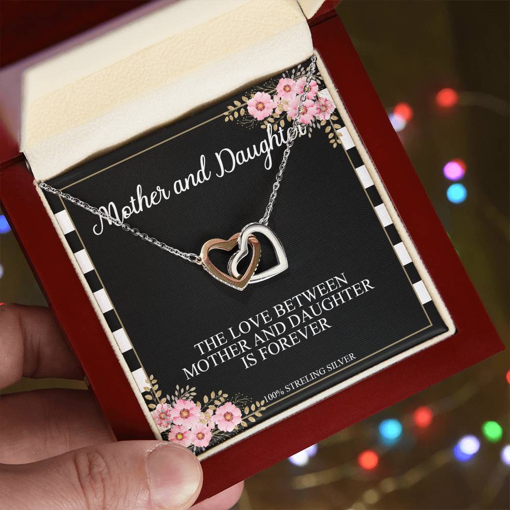 Mother And Daughter Love - Princess Love For Mom - Mother Love For Daughter Interlocking Hearts Necklace