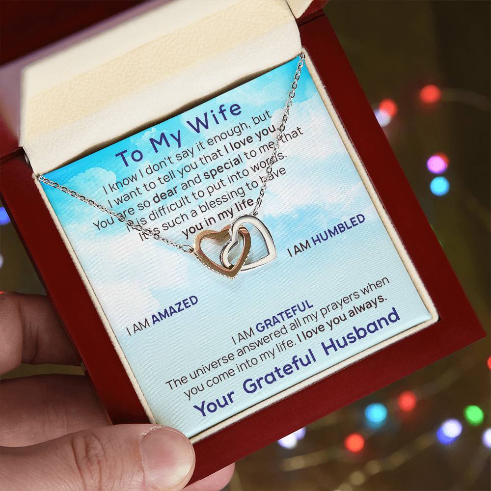 To My Wife Necklace Birthday Gift For Wife Valentine Gift For Wife Anniversary Gifts Necklace For Wife Appreciation Gift For Wife Interlocking Hearts Necklace