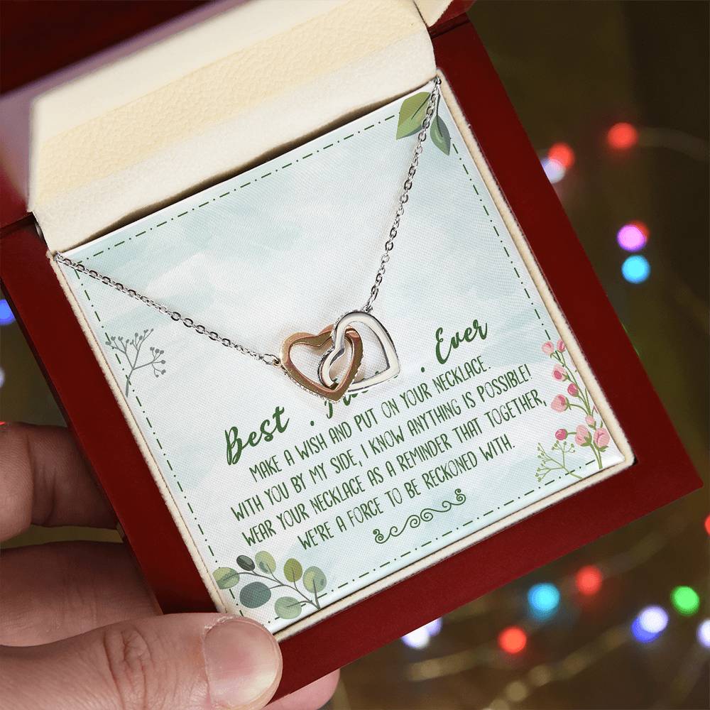 Best Friend Ever Interlocking Hearts Necklace Birthday Message Card
