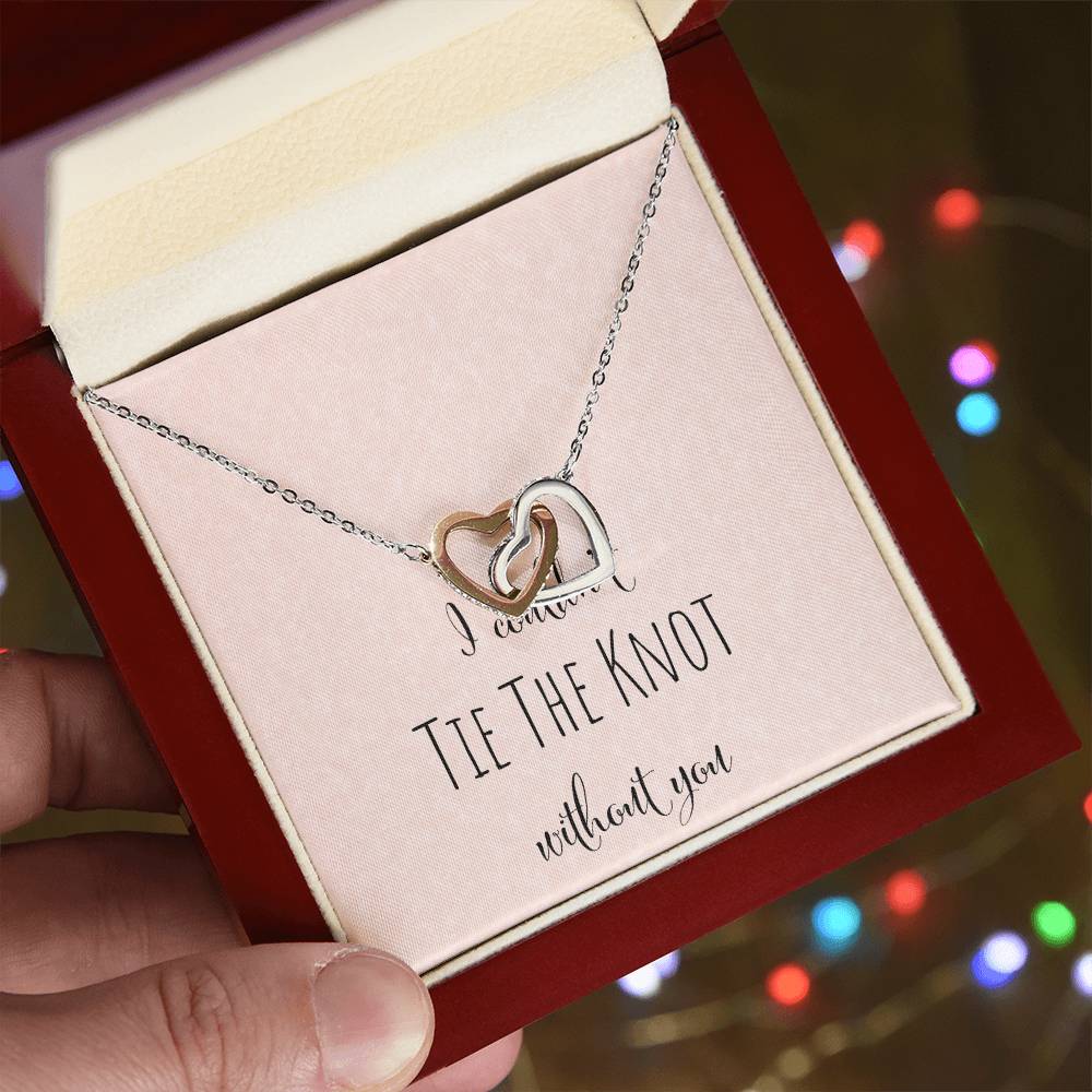 I Can'T Tie The Knot Without You - Pink Interlocking Hearts Necklace
