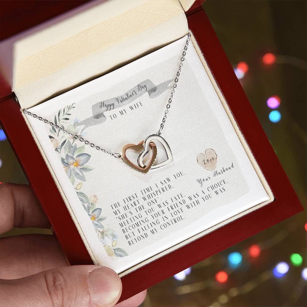 To My Wife-You Are The One-Two Hearts Necklace Interlocking Hearts Necklace