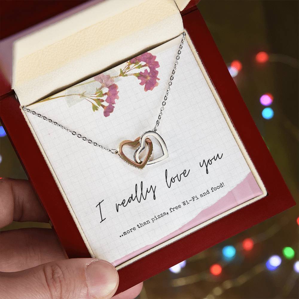 Gift For Girlfriend - Gift For Wife - Gift For Partner - Interlocking Hearts Necklace