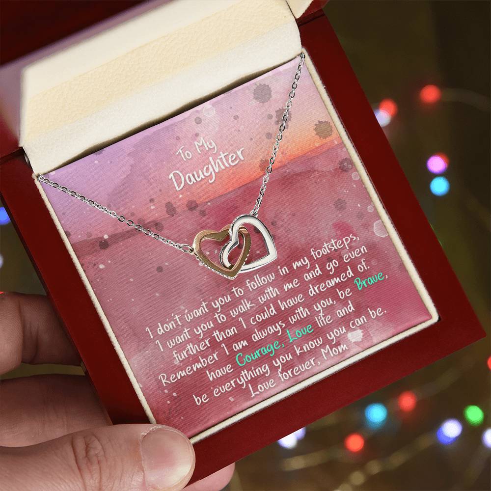 Daughter I Am Always With You - Hearts Necklace Interlocking Hearts Necklace