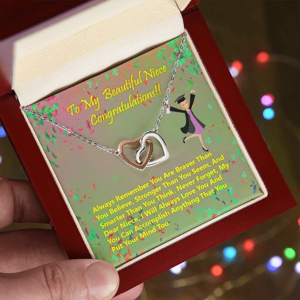 College Graduation Gift Heart Necklace Class Of 2021 Graduation Gift For Her 2021 Graduation Gift For Niece Graduation Gift Card Interlocking Hearts Necklace