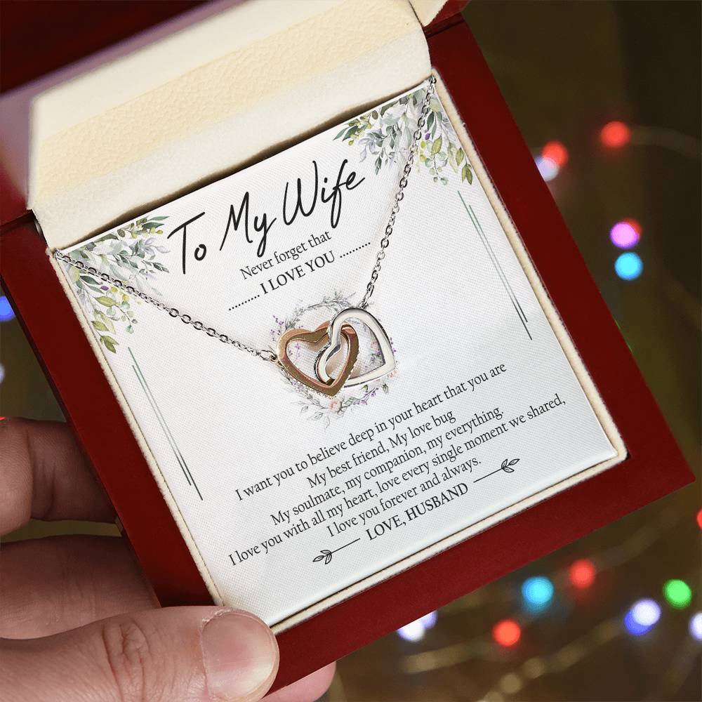 To My Wife My Best Friend Interlocking Hearts Necklace Mother'S Day Message Card
